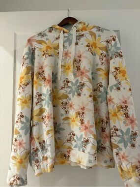 Disney Minnie Mouse Hoodie with Pastel Yellow and Pink Flowers